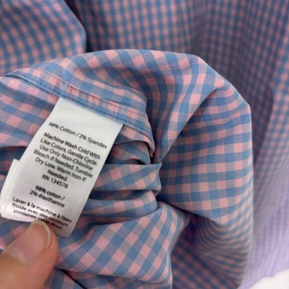 Vineyard Vines Blue & Pink Checkered Plaid Collared Button Down Shirt - Picture 6 of 6